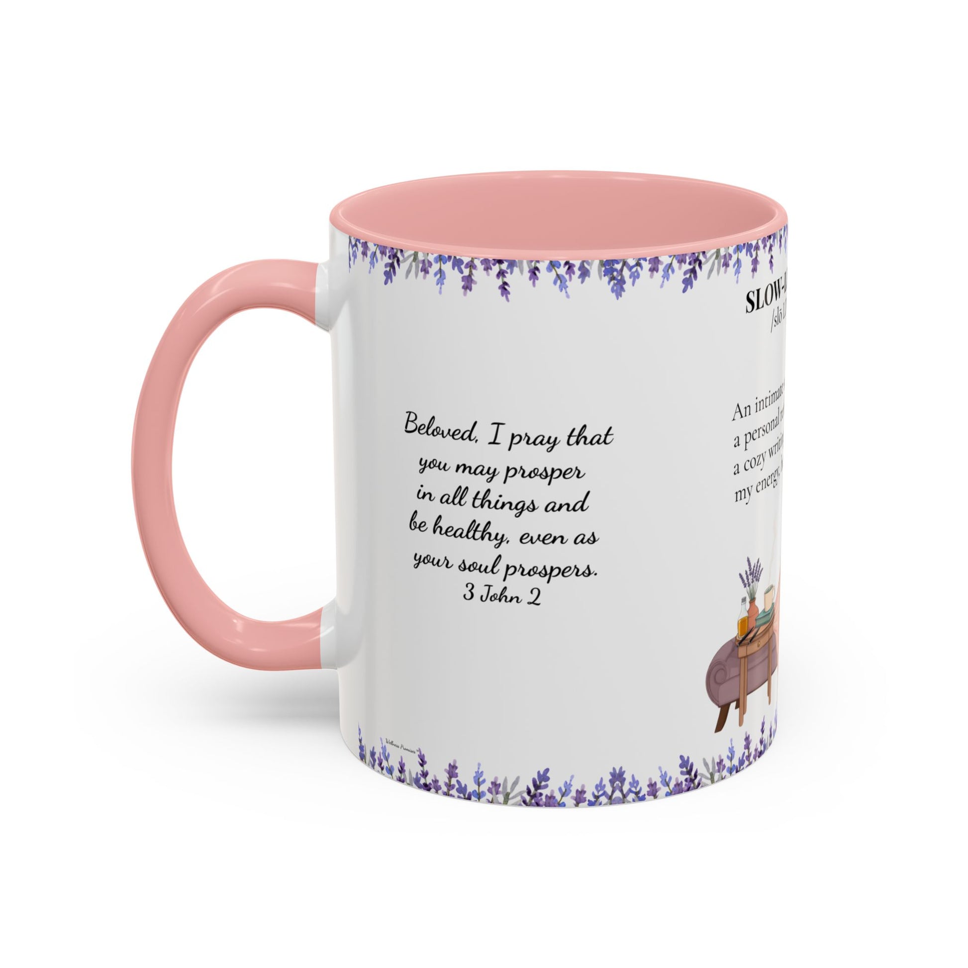 Slow-Living Corner Accent Coffee/Tea Mug — Inspirational Christian Relaxation Lavender (11/15oz)
