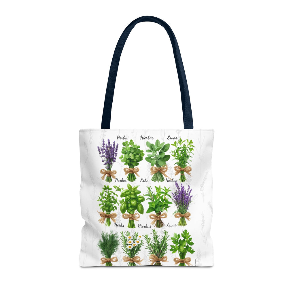 6 Language Herbal Garden Tote Bag | Botanical Shopping Tote | Eco-Friendly Grocery Bag, Plant Lover Gift, Garden Decor, Mothers Day