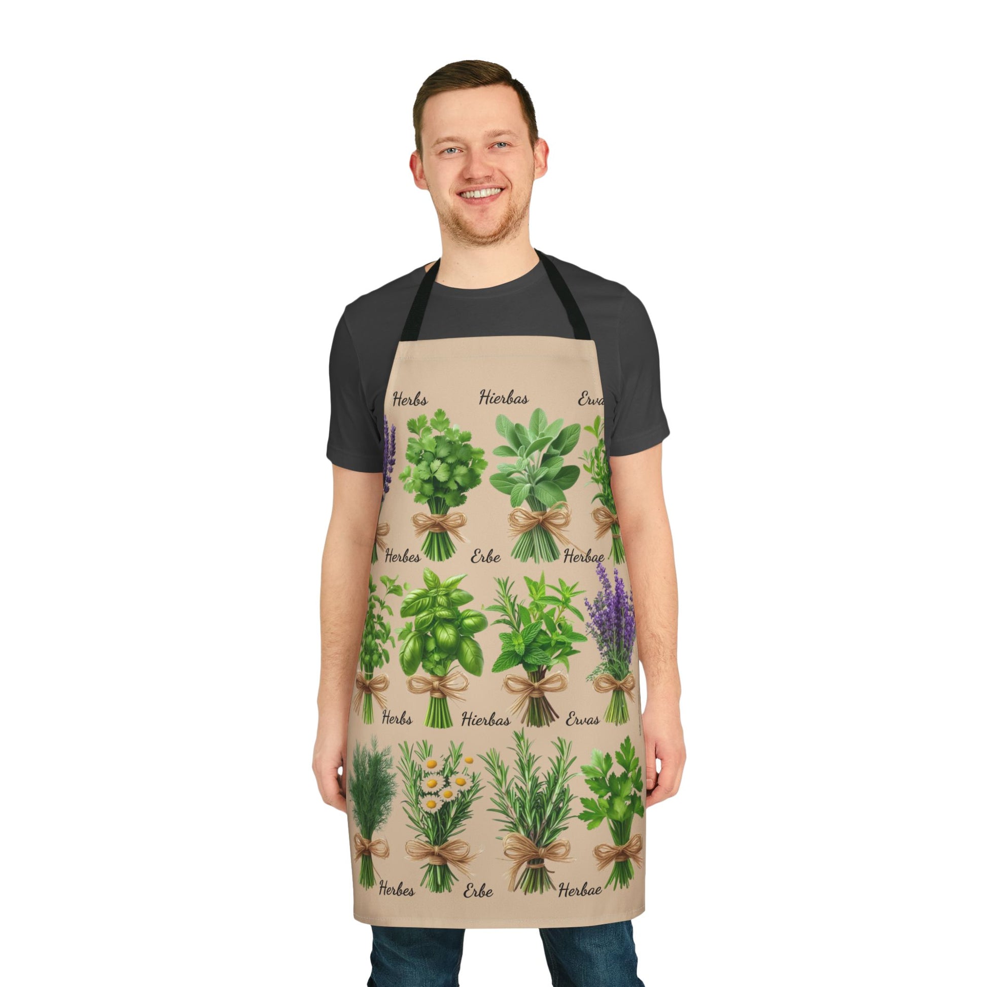 Herb Garden Apron (Cream Color) Cooking Apron, Garden Themed Apron, Gift for Chefs, Plant Lover Accessories, Herbalist Apron