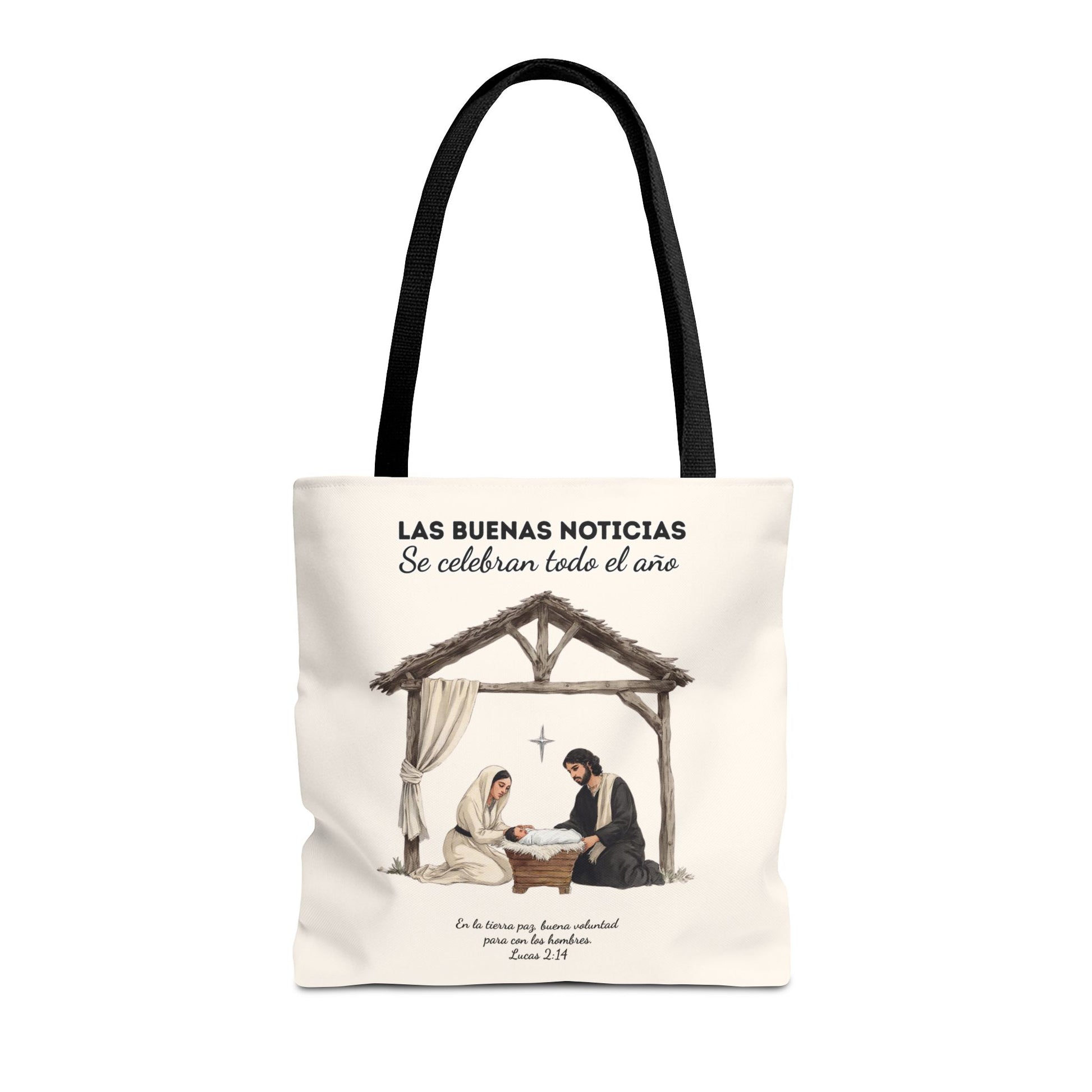 Nativity Tote Bag Year Round (Cream Color)  — "Las Buenas Noticias" Spanish Nativity Tote