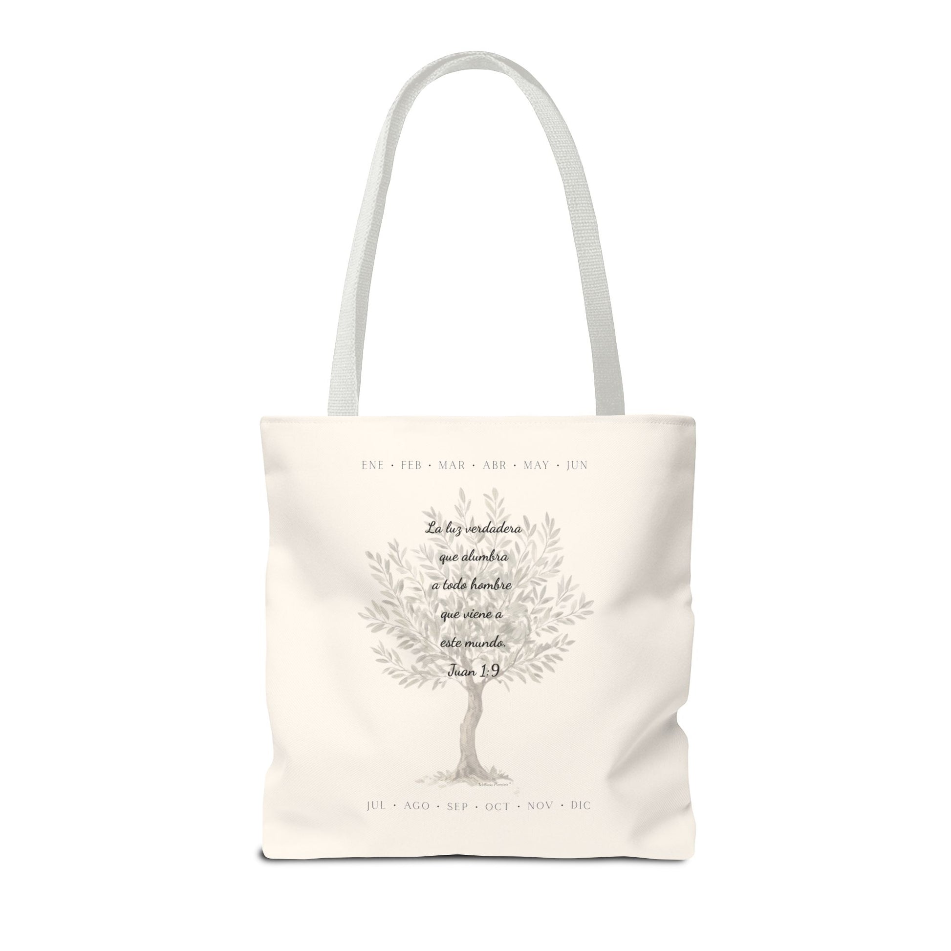 Nativity Tote Bag Year Round (Cream Color)  — "Las Buenas Noticias" Spanish Nativity Tote
