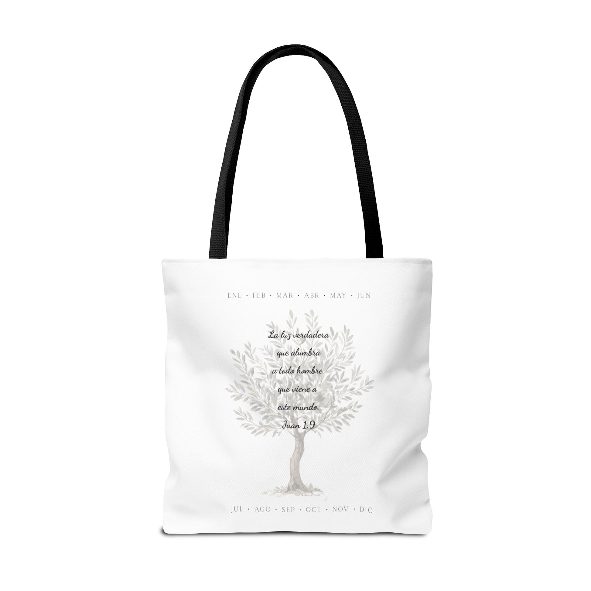 Nativity Tote Bag Year Round — (White Color) "Las Buenas Noticias" Spanish Nativity Tote
