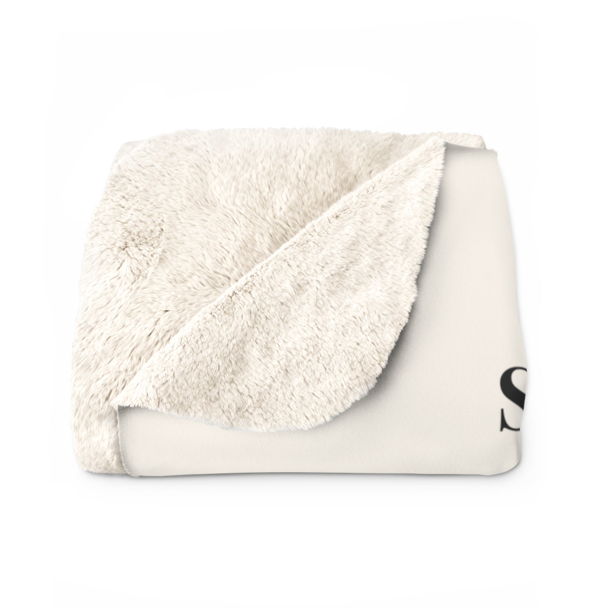 Slow-Living Corner Sherpa Fleece Blanket — (Beige Color) Cozy Spiritual Sanctuary Throw with Scripture