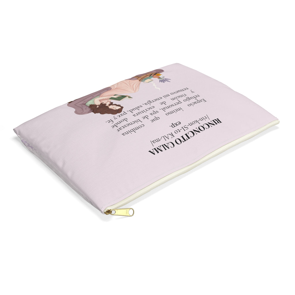 Accessory Pouch — Slow-Living Corner "Rinconcito Calma" & Lavender Tea Bible Quote (Pink, Spanish)