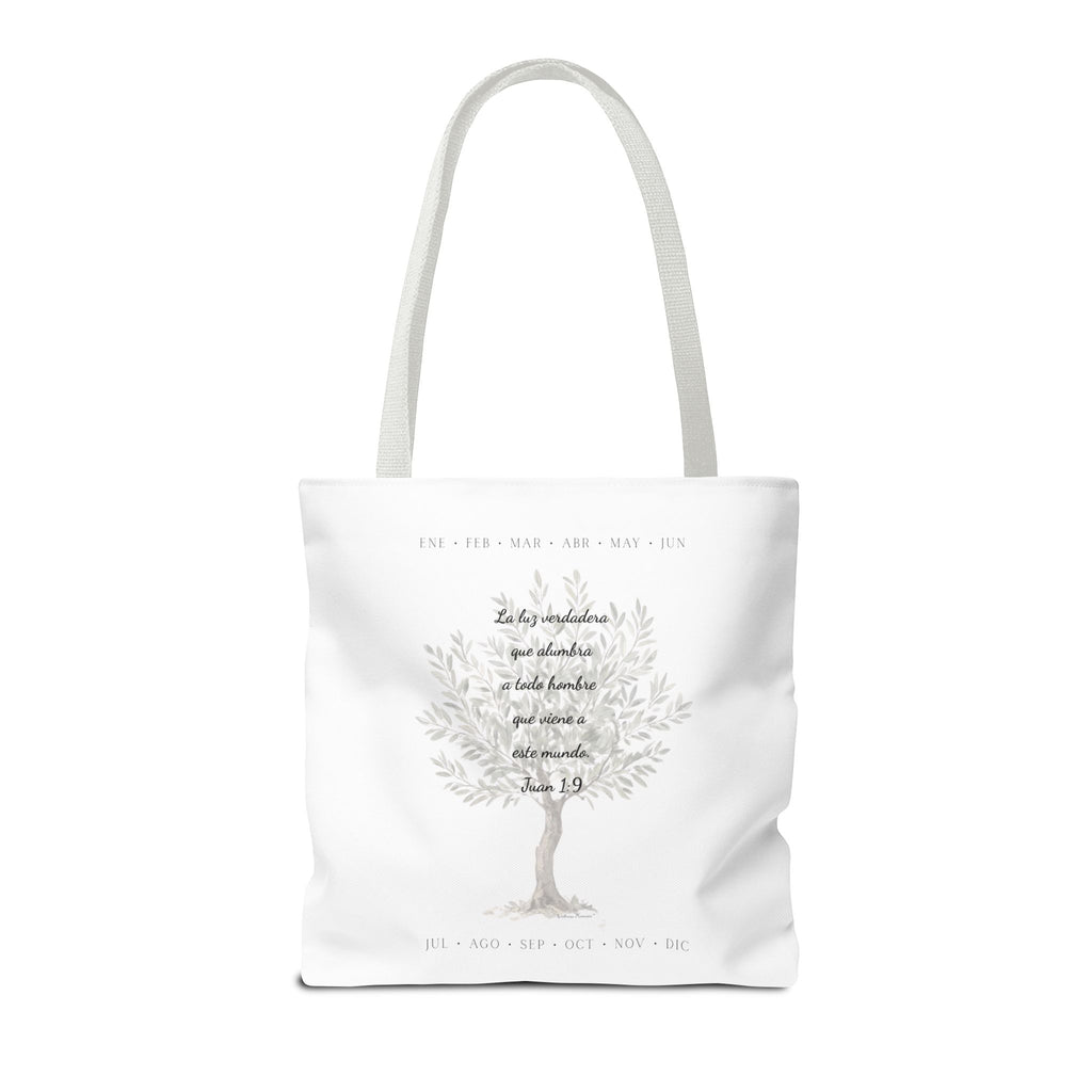 Nativity Tote Bag Year Round — (White Color) "Las Buenas Noticias" Spanish Nativity Tote