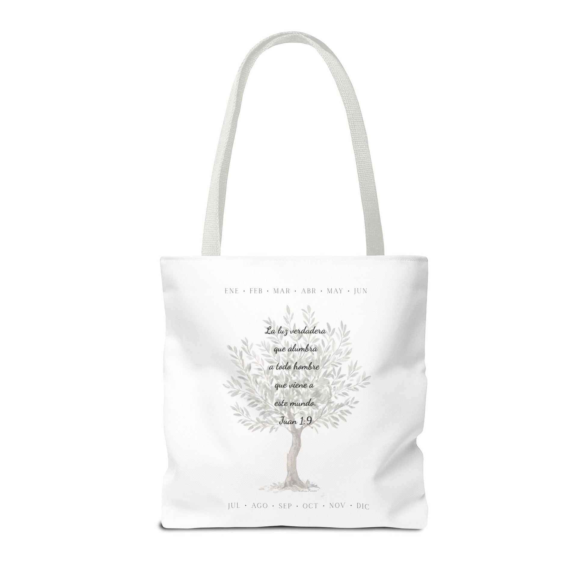 Nativity Tote Bag Year Round — (White Color) "Las Buenas Noticias" Spanish Nativity Tote