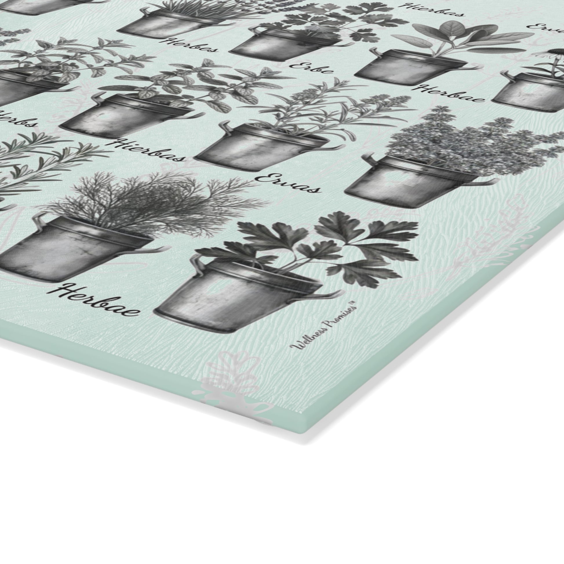 Herb Garden Black & White Glass Cutting Board, Kitchen Decor, Gift for Home Chefs, Mother's Day, Cooking Essentials, Plant Lover Gift