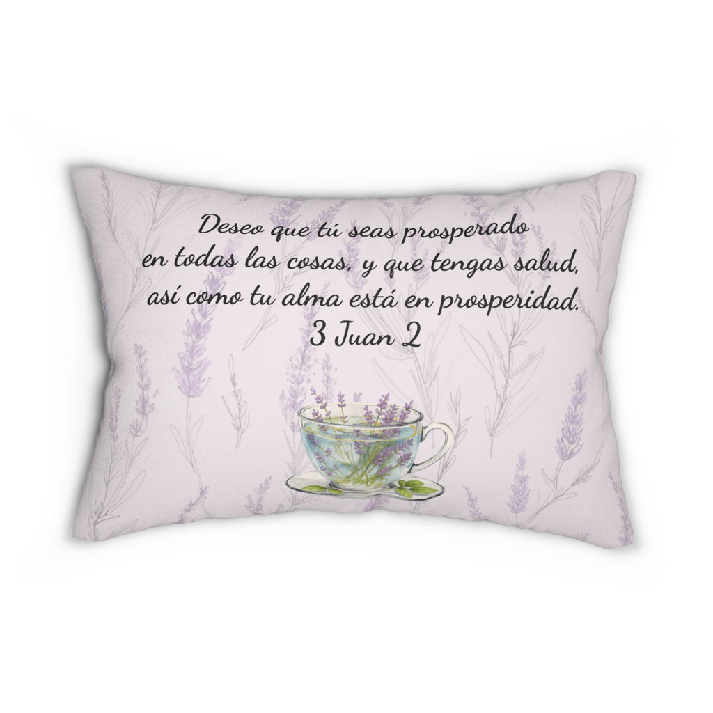 “Slow-Living Corner” & Lavender "Rinconcito Calma" Lumbar Pillow — Spanish Cozy Prayer Blessing (Pink)