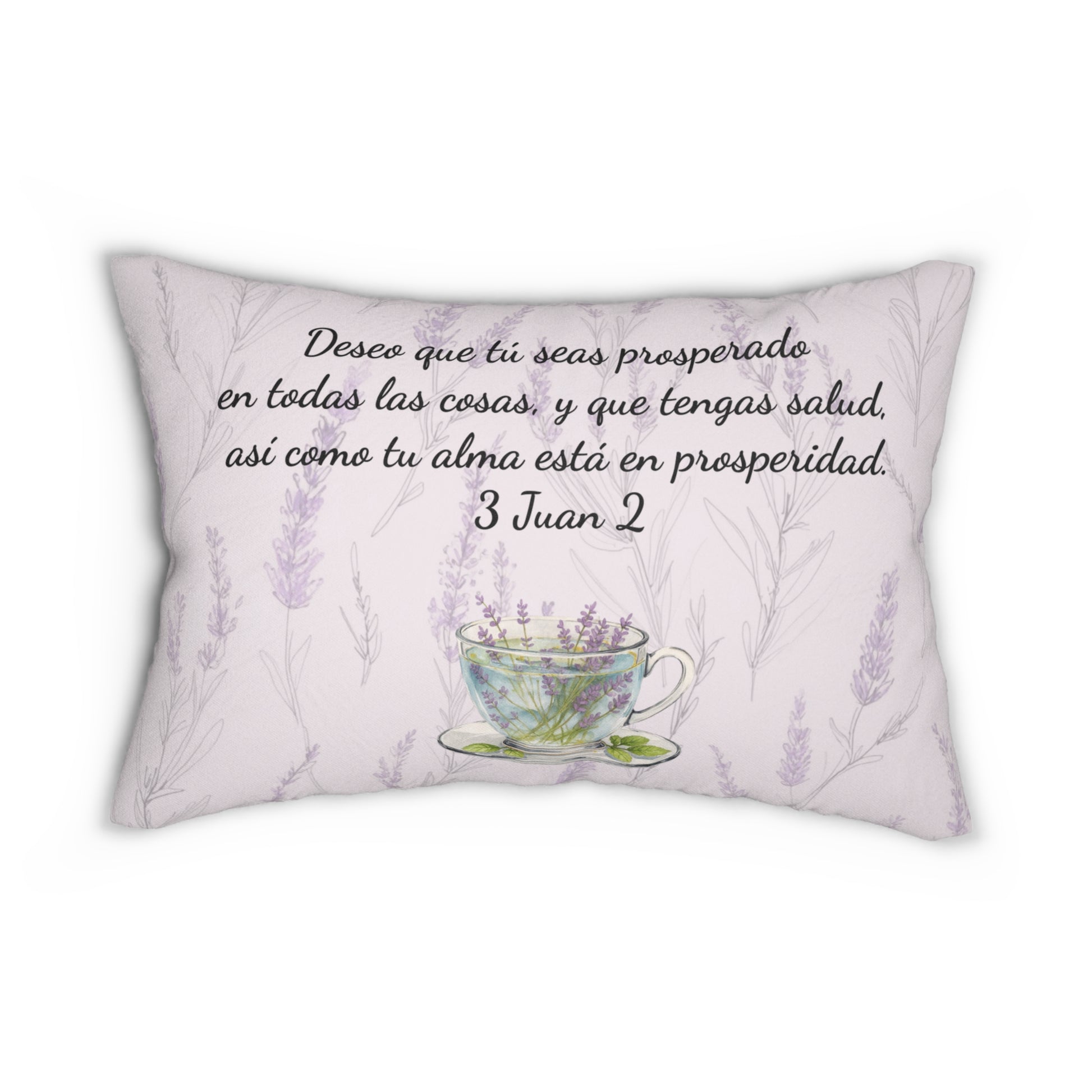 “Slow-Living Corner” & Lavender "Rinconcito Calma" Lumbar Pillow — Spanish Cozy Prayer Blessing (Pink)