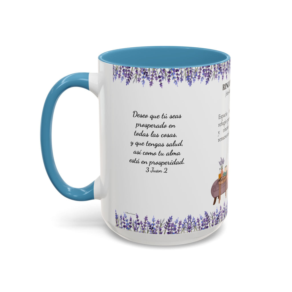 Slow-Living Calm Reading Corner Accent Coffee Mug — "Rinconcito Calma" Lavender Christian Gift (11/15oz)