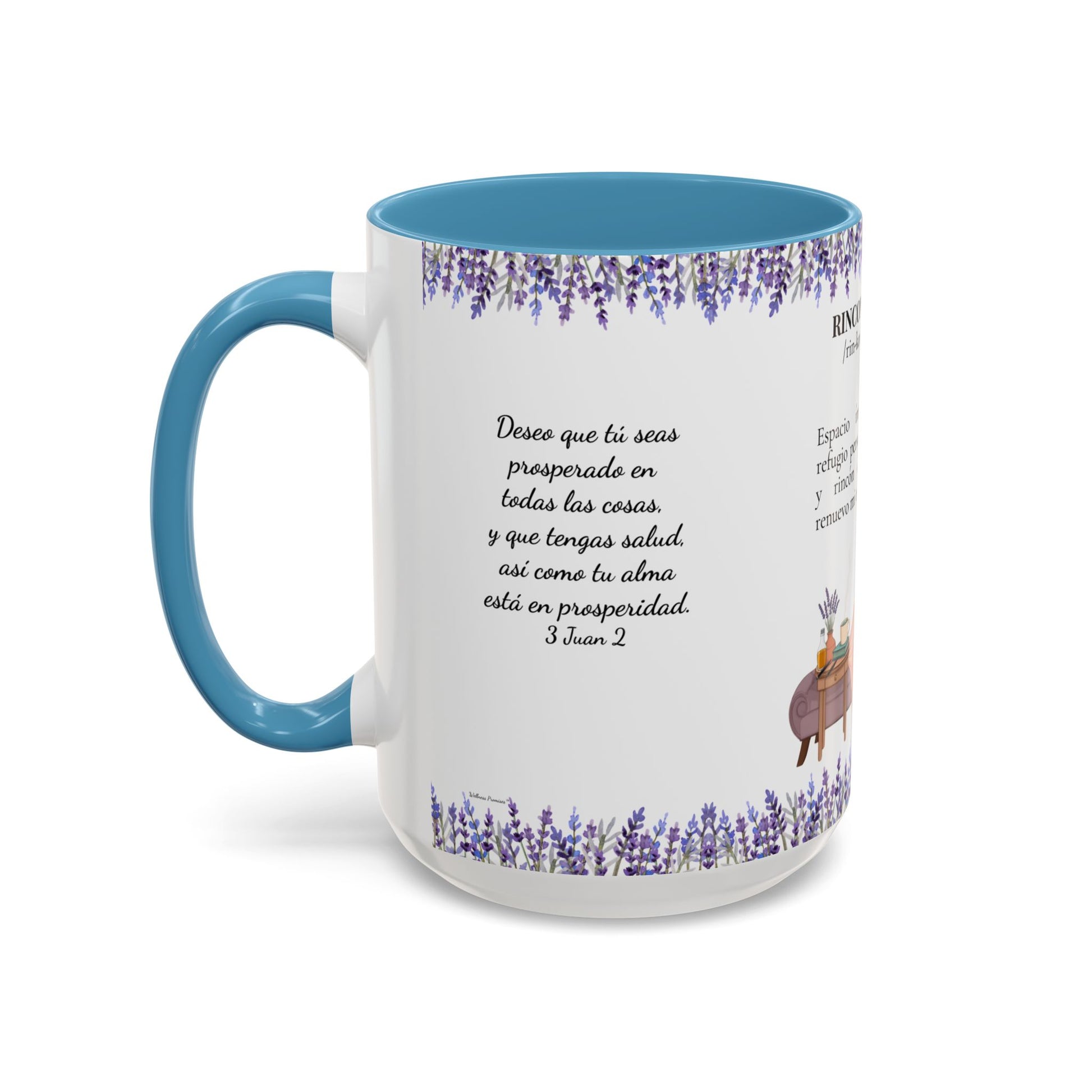 Slow-Living Calm Reading Corner Accent Coffee Mug — "Rinconcito Calma" Lavender Christian Gift (11/15oz)