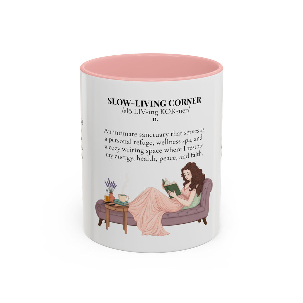 Slow-Living Corner Accent Coffee/Tea Mug — Inspirational Christian Relaxation Herbal (11/15oz)