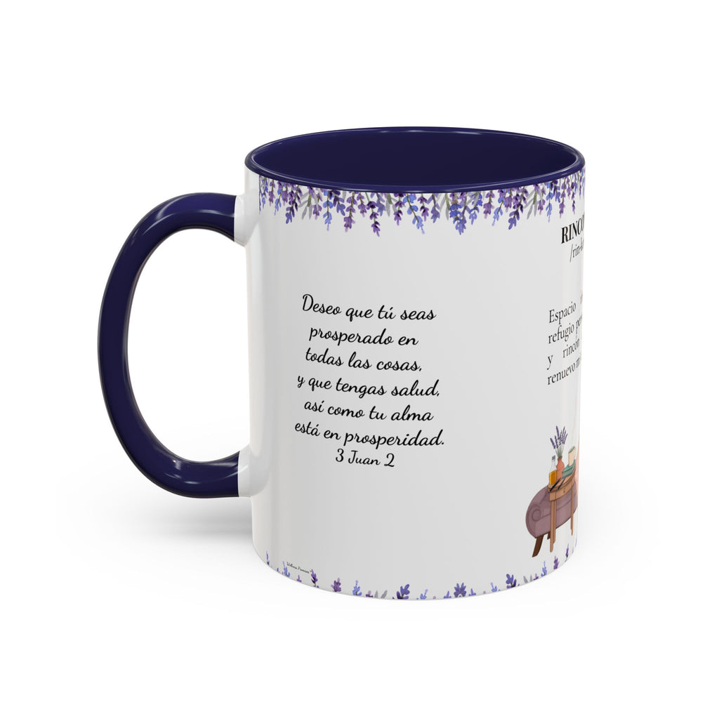 Slow-Living Calm Reading Corner Accent Coffee Mug — "Rinconcito Calma" Lavender Christian Gift (11/15oz)