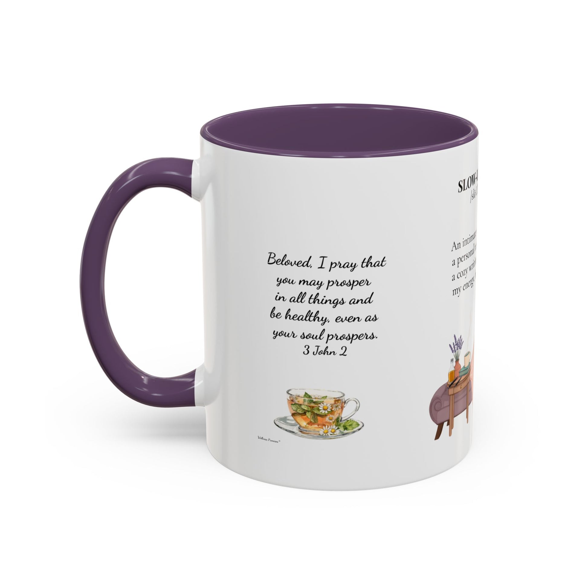 Slow-Living Corner Accent Coffee/Tea Mug — Inspirational Christian Relaxation Herbal (11/15oz)