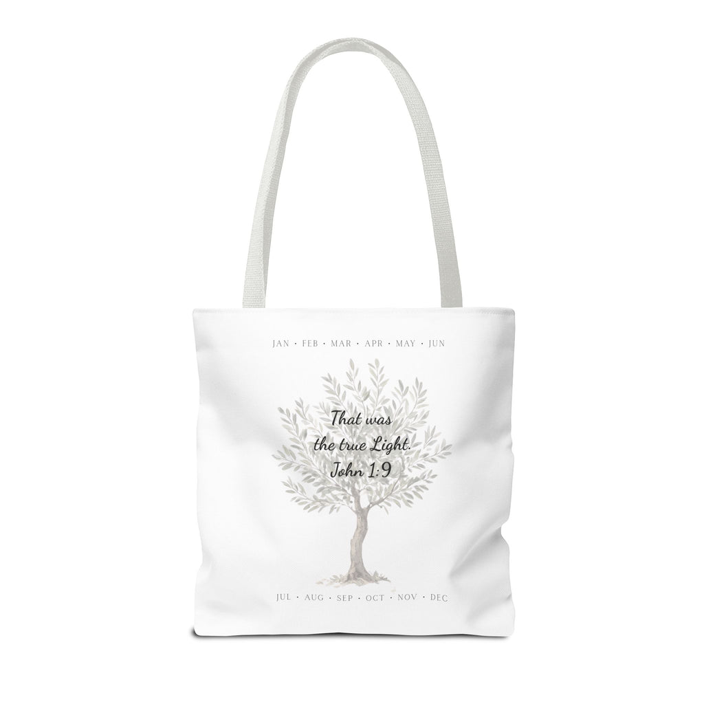 Nativity Tote Bag Year Round — (White Color) "Celebrate Good News All Year" Nativity Tote