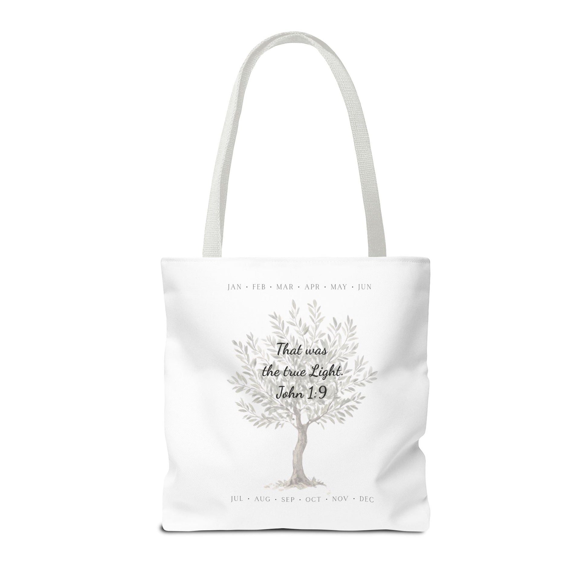 Nativity Tote Bag Year Round — (White Color) "Celebrate Good News All Year" Nativity Tote