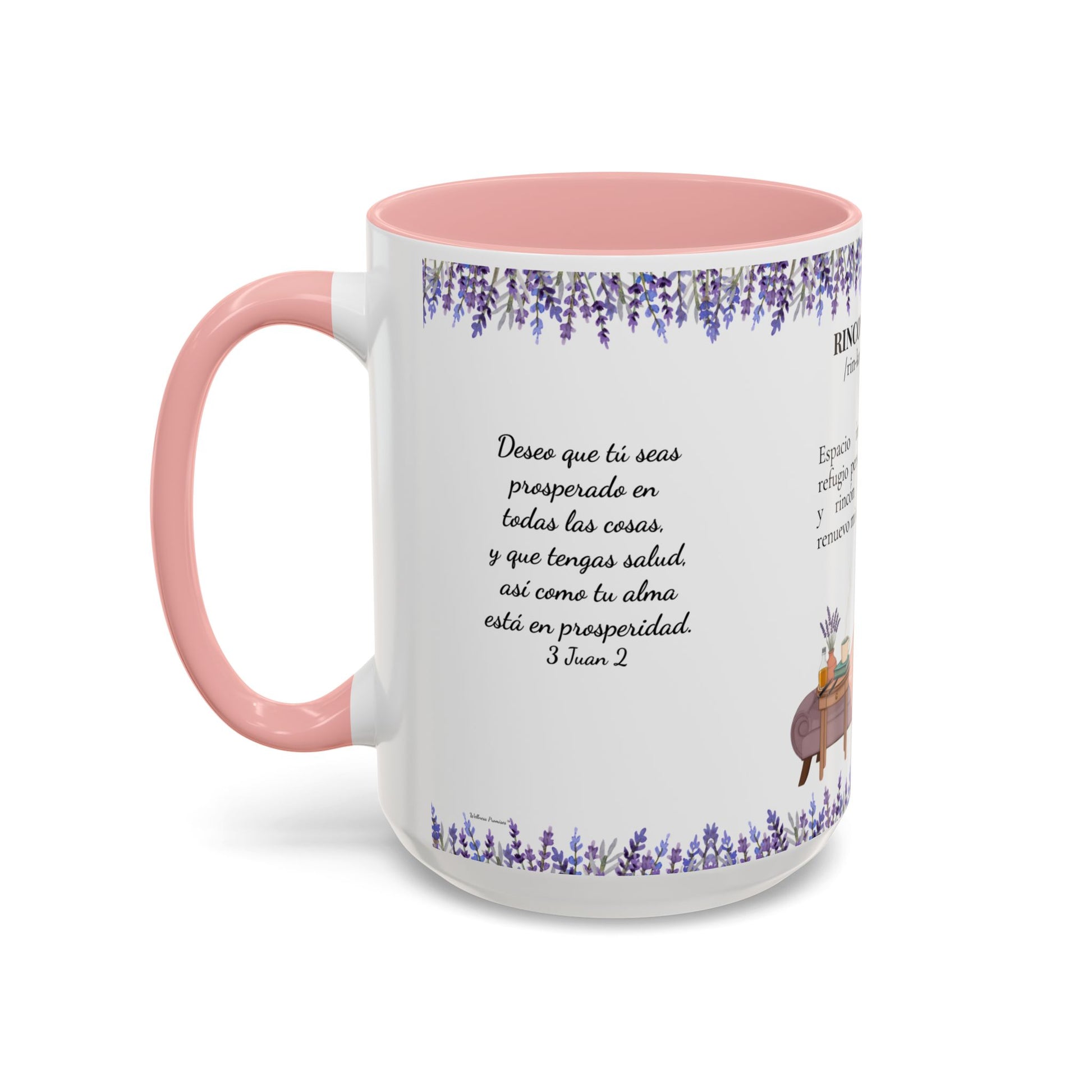 Slow-Living Calm Reading Corner Accent Coffee Mug — "Rinconcito Calma" Lavender Christian Gift (11/15oz)