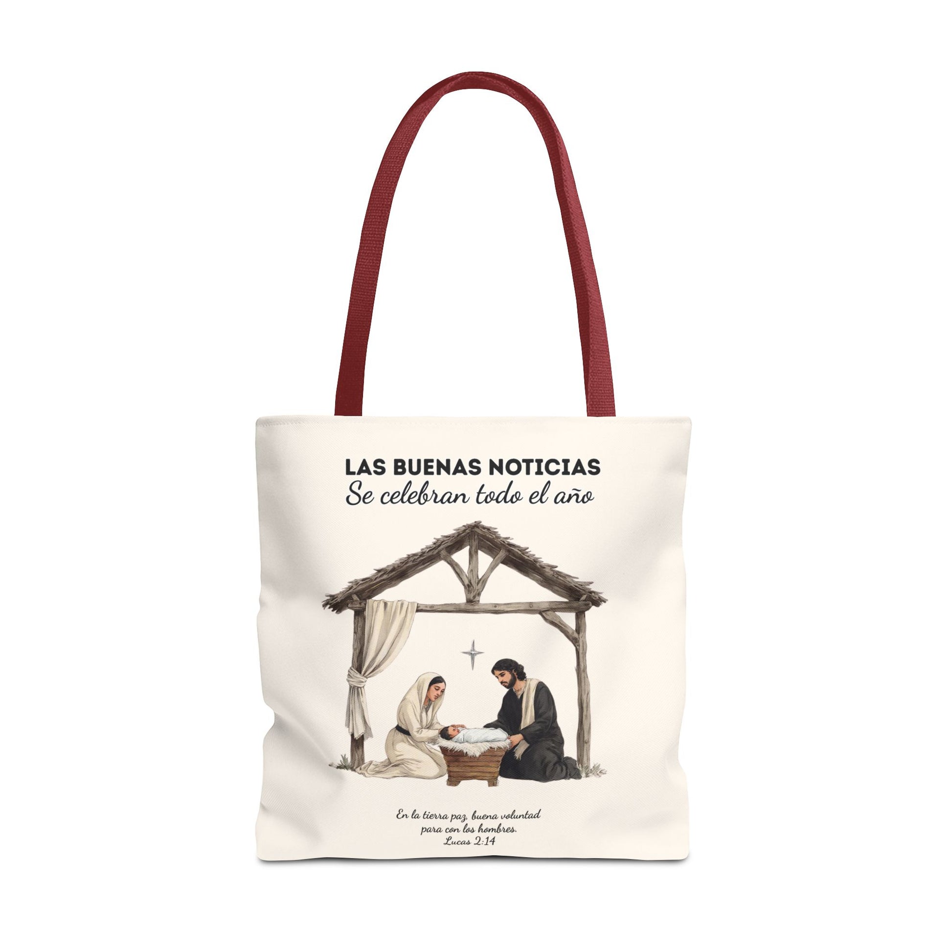 Nativity Tote Bag Year Round (Cream Color)  — "Las Buenas Noticias" Spanish Nativity Tote