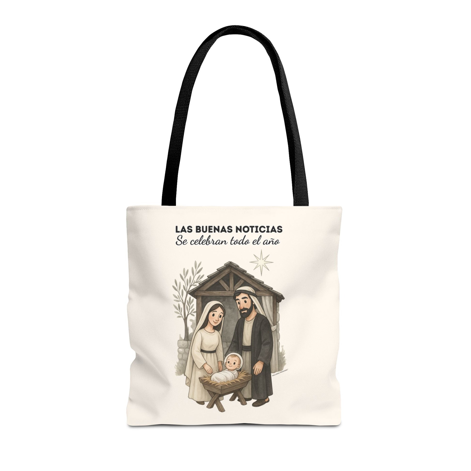 Nativity Tote Bag Year Round (Cream Color)  — "Las Buenas Noticias" Spanish Nativity Tote