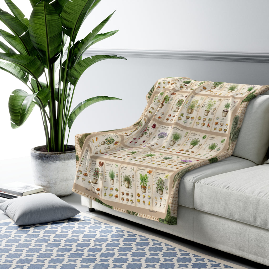 30 Herbs & Spices Sherpa Blanket - Crochet Style