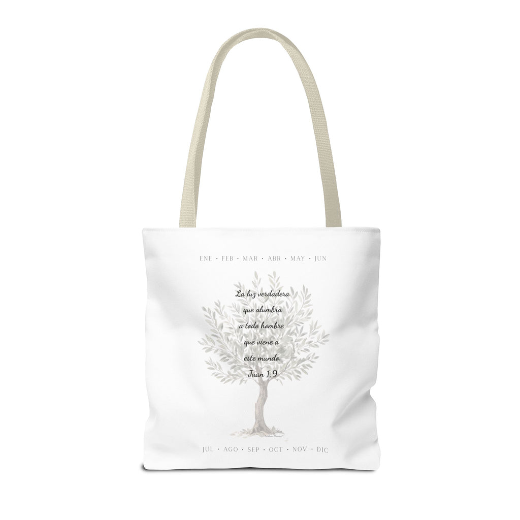 Nativity Tote Bag Year Round — (White Color) "Las Buenas Noticias" Spanish Nativity Tote