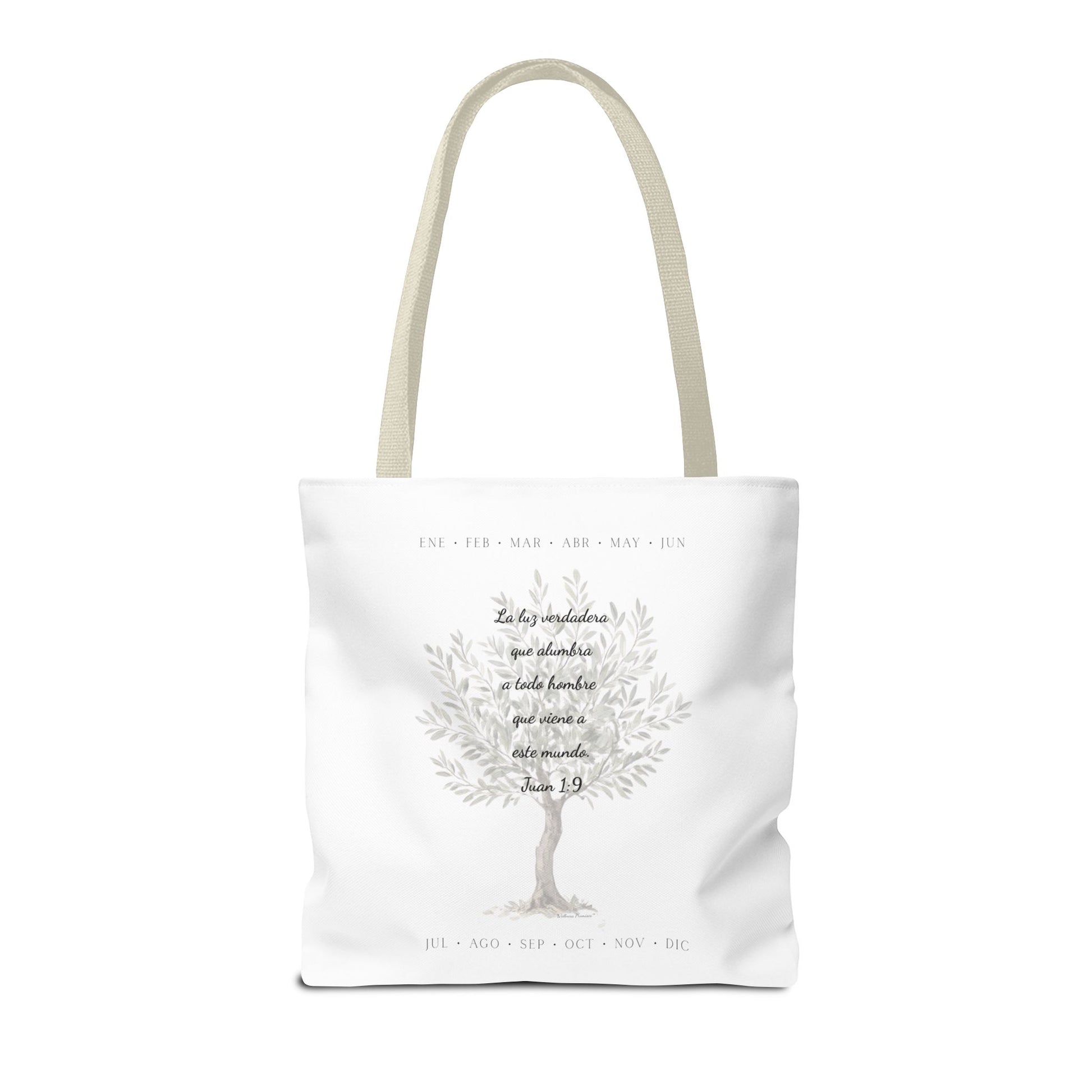 Nativity Tote Bag Year Round — (White Color) "Las Buenas Noticias" Spanish Nativity Tote