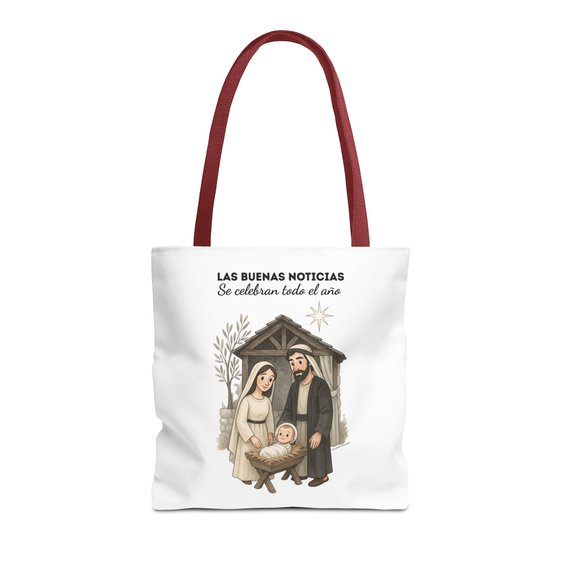 Nativity Tote Bag Year Round — (White Color) "Las Buenas Noticias" Spanish Nativity Tote