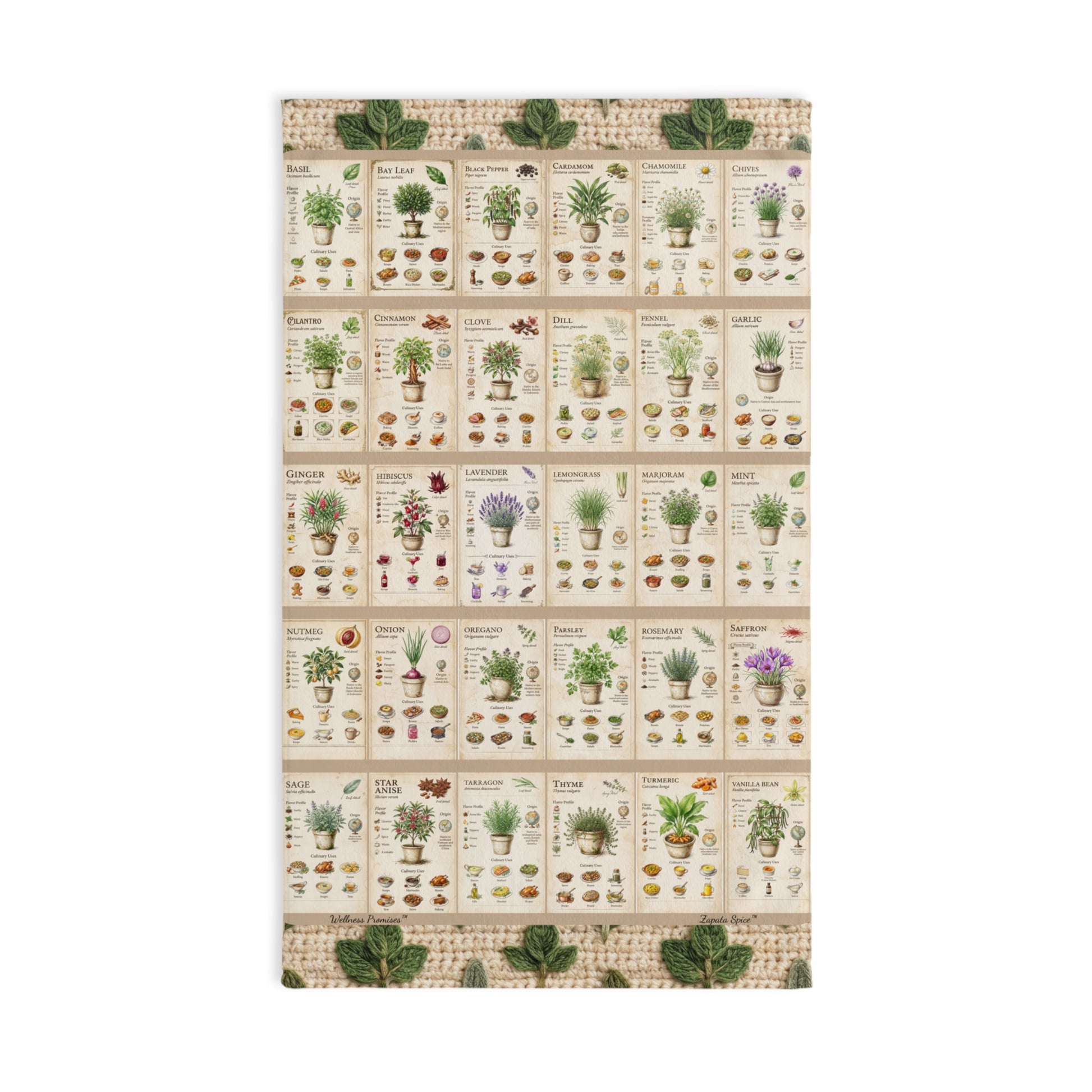 30 Herbs & Spices Kitchen Hand Towel