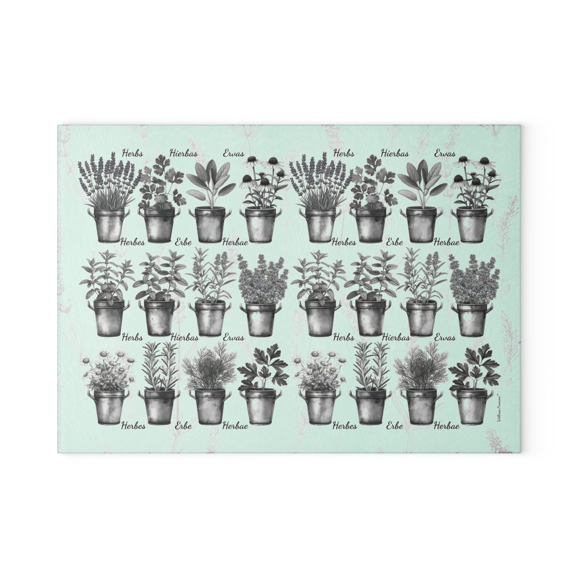 Herb Garden Black & White Glass Cutting Board, Kitchen Decor, Gift for Home Chefs, Mother's Day, Cooking Essentials, Plant Lover Gift