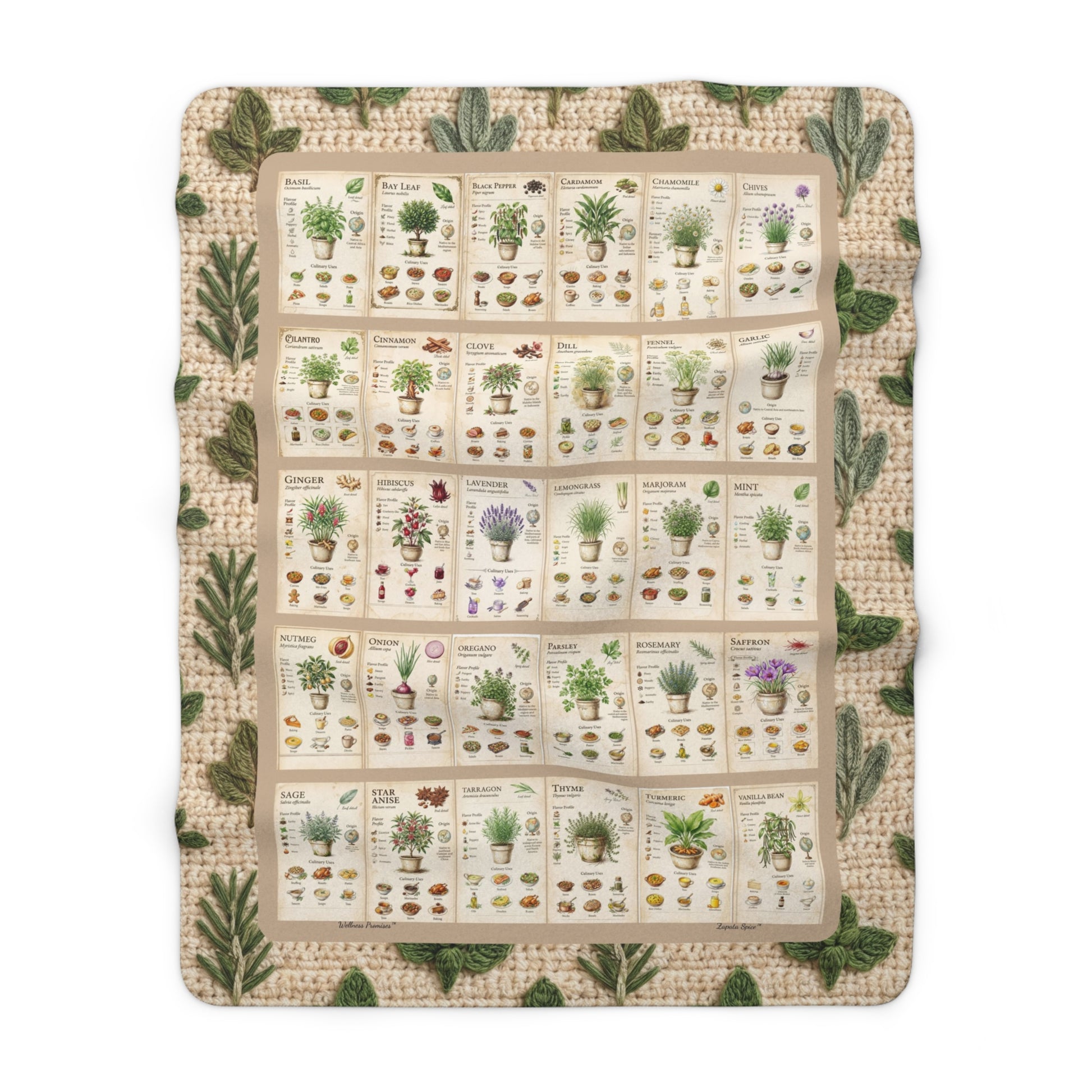 30 Herbs & Spices Sherpa Blanket - Crochet Style
