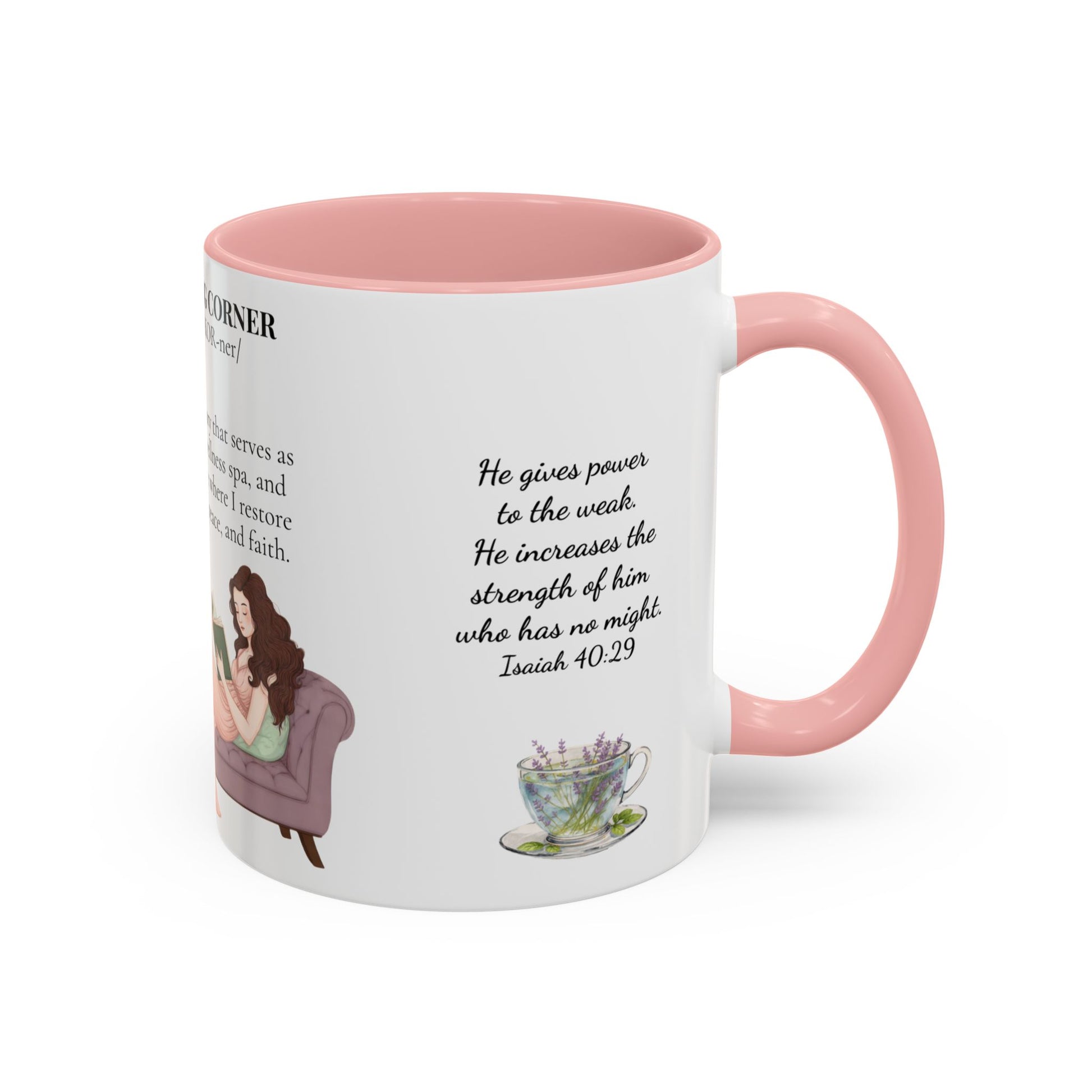 Slow-Living Corner Accent Coffee/Tea Mug — Inspirational Christian Relaxation Herbal (11/15oz)