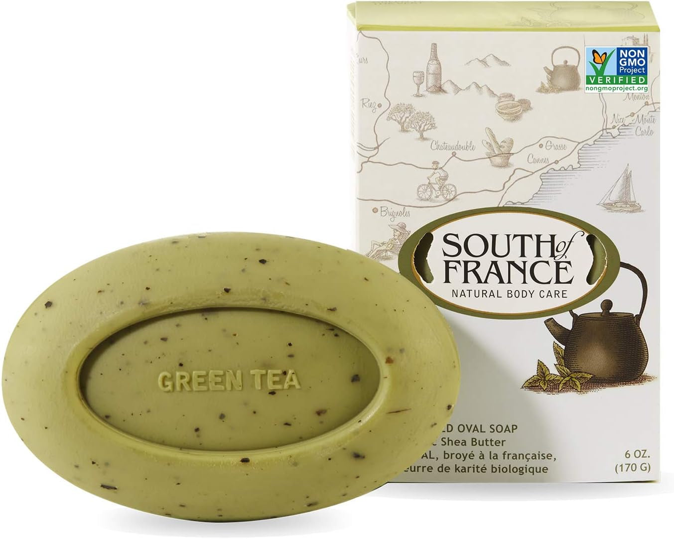 French Milled Natural Bar Soap Green Tea, 6 Oz