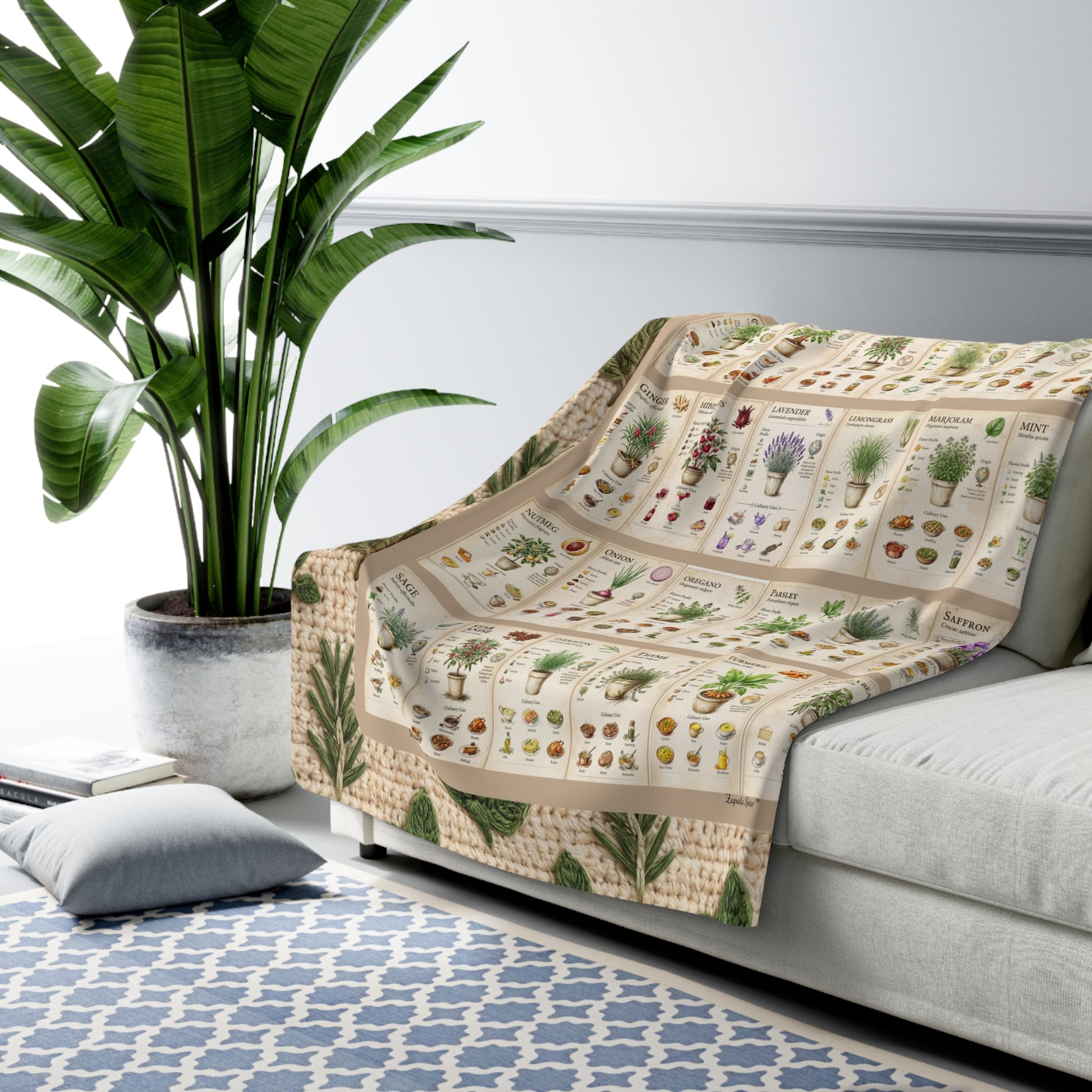 30 Herbs & Spices Sherpa Blanket - Crochet Style