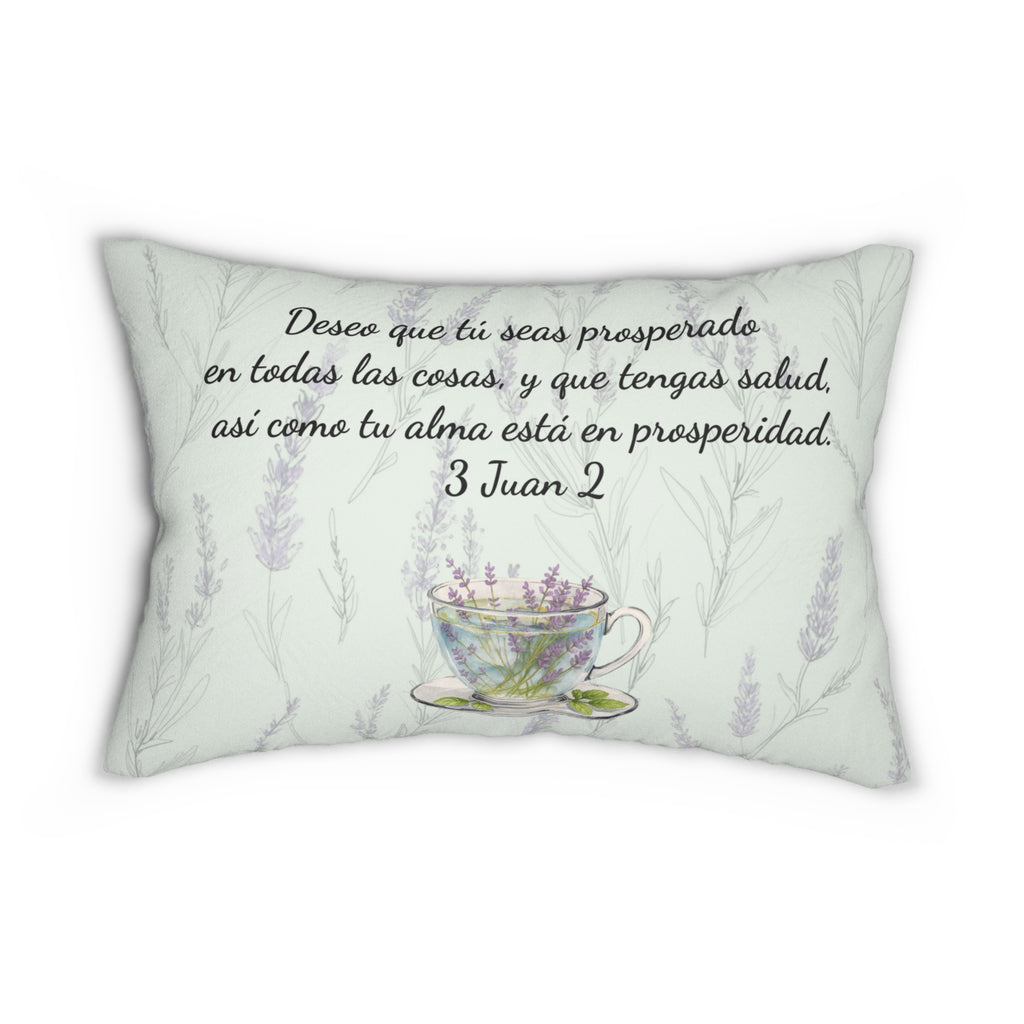 “Slow-Living Corner” & Lavender "Rinconcito Calma" Lumbar Pillow — Spanish Cozy Prayer Blessing (Mint Green)