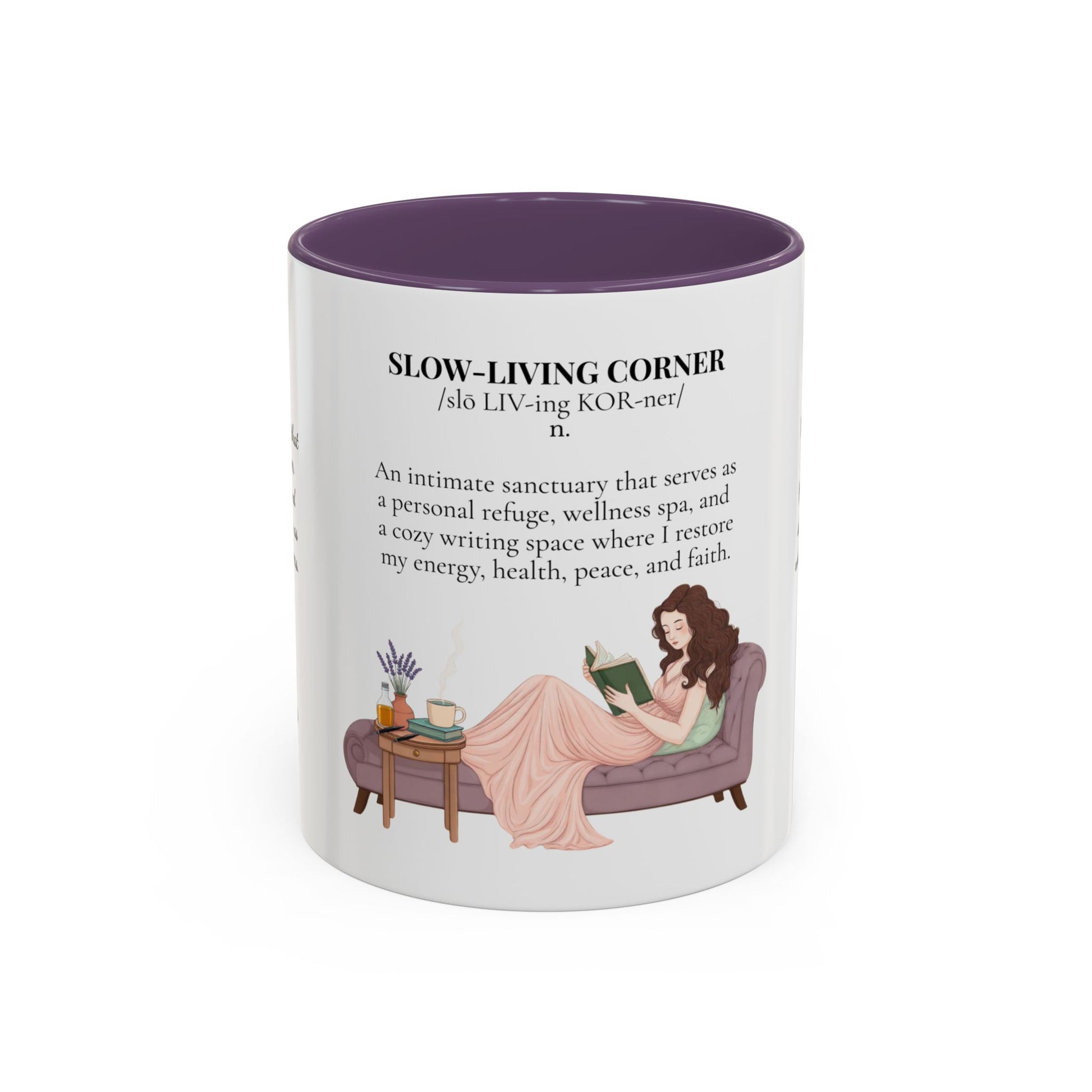 Slow-Living Corner Accent Coffee/Tea Mug — Inspirational Christian Relaxation Herbal (11/15oz)