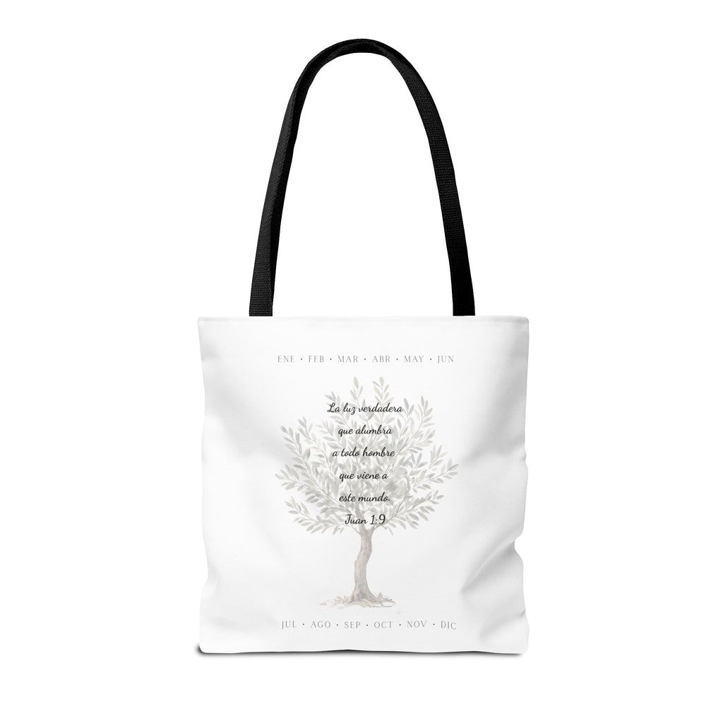 Nativity Tote Bag Year Round — (White Color) "Las Buenas Noticias" Spanish Nativity Tote