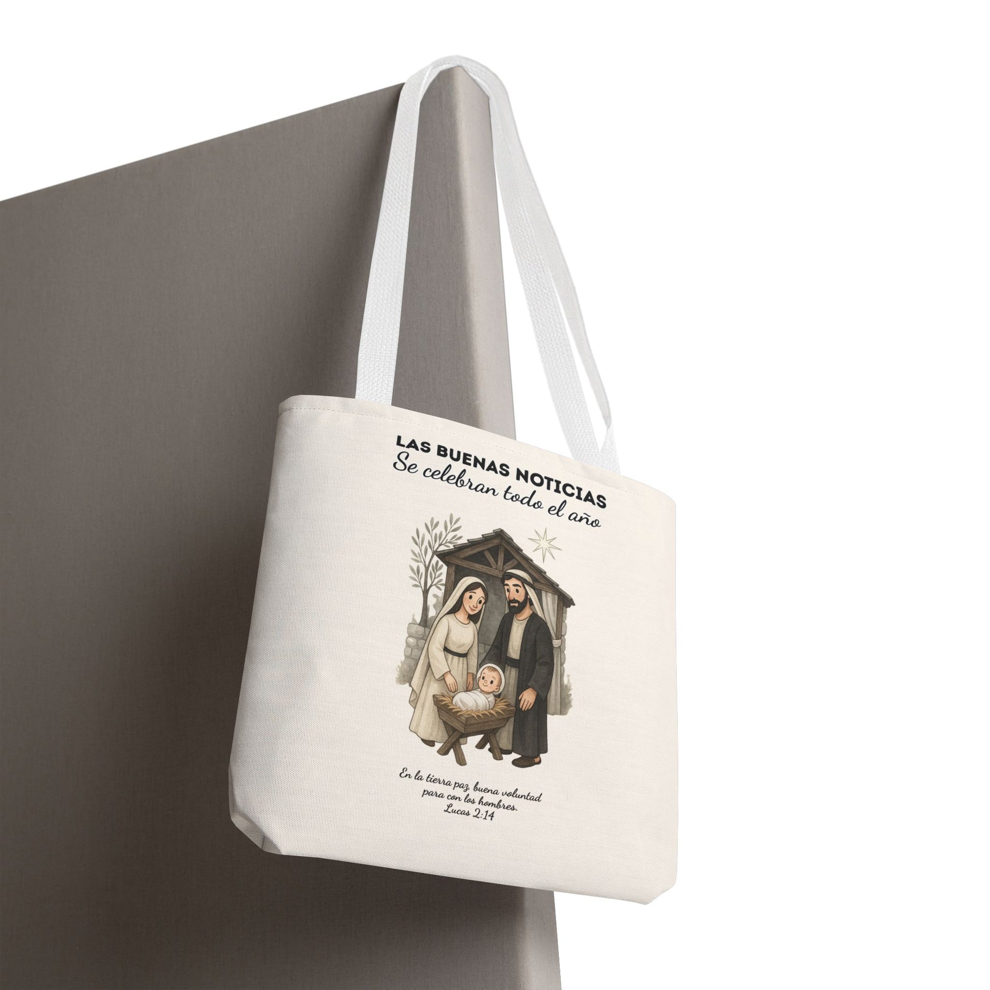 Nativity Tote Bag Year Round (Cream Color)  — "Las Buenas Noticias" Spanish Nativity Tote