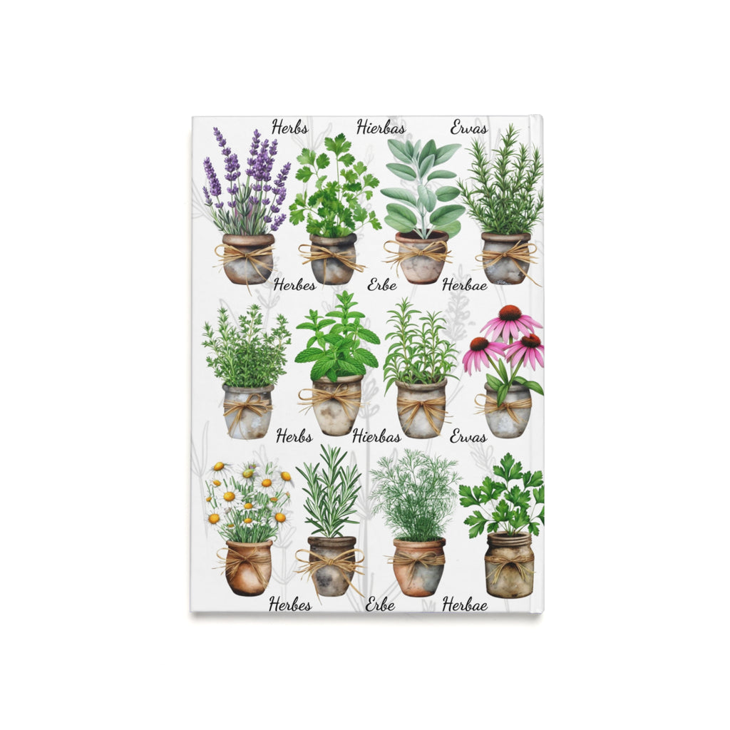 Herb Garden Watercolor Hardcover Journal, Nature Lover's Journal, A5 Plant Notebook, Garden Lover Gift, Vegan Recipe Journal, Floral Stationery