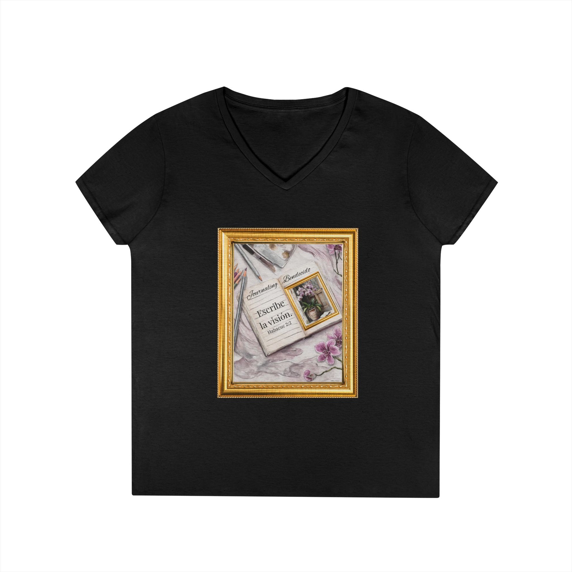 "Escribe la visión": Habacuc 2:2 Arte de Journaling Bendecido - T-Shirt Negra