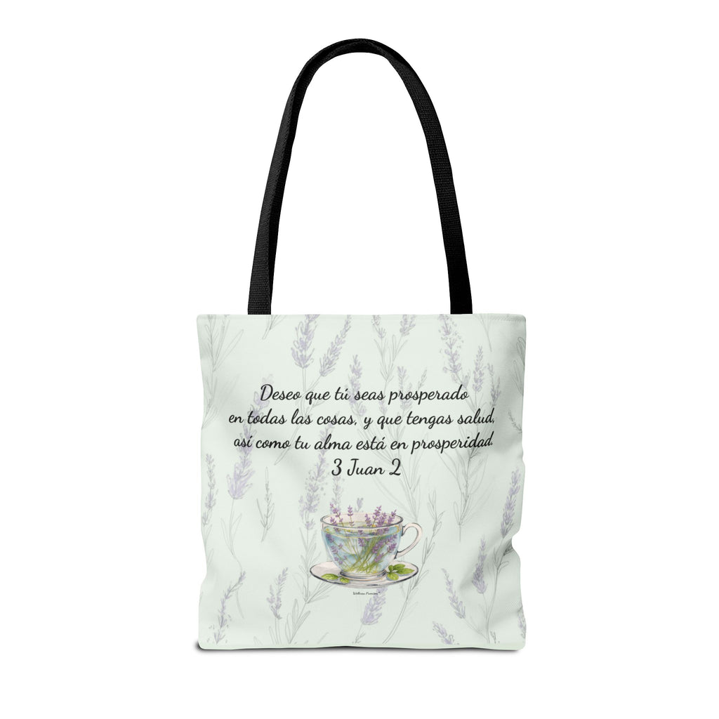 Slow-Living Corner Tote Bag — "Rinconcito Calma" Spanish Cozy Self-Care AOP Canvas Tote with Faith Quotes (Mint Green)