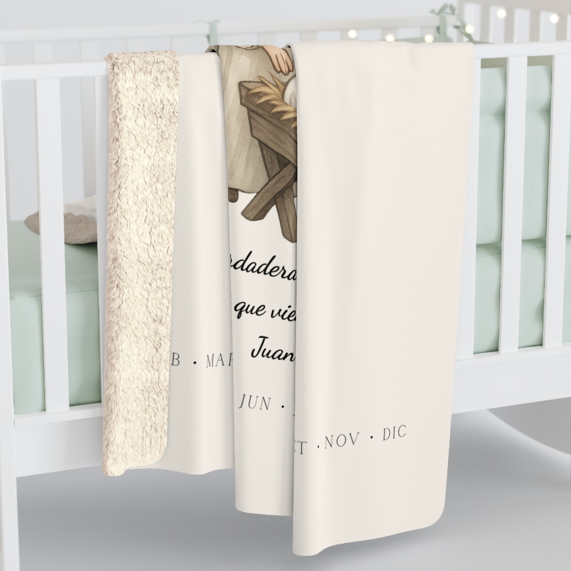 Sherpa Blanket — "Las Buenas Noticias" Natividad / Spanish Christmas Nativity Throw