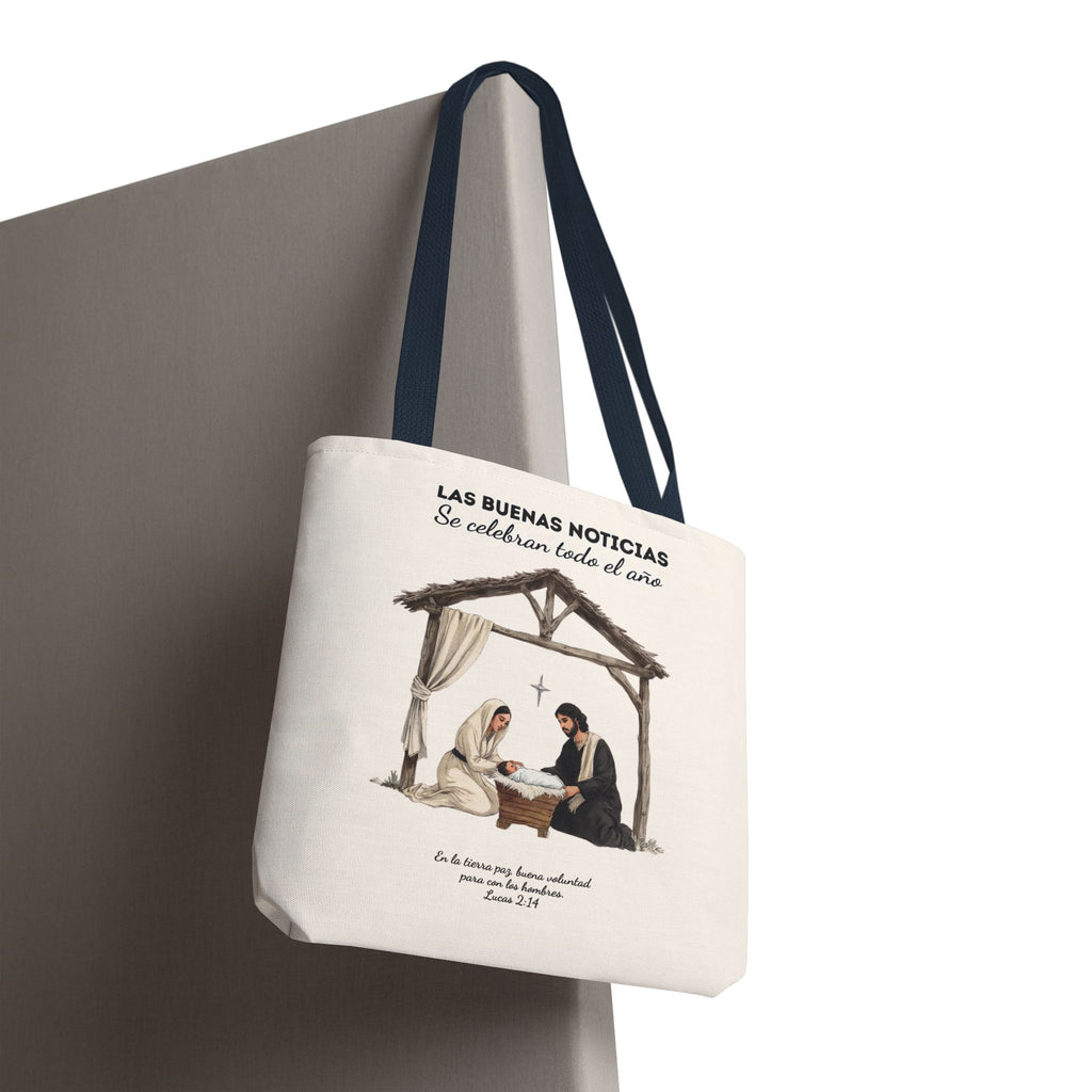 Nativity Tote Bag Year Round (Cream Color)  — "Las Buenas Noticias" Spanish Nativity Tote
