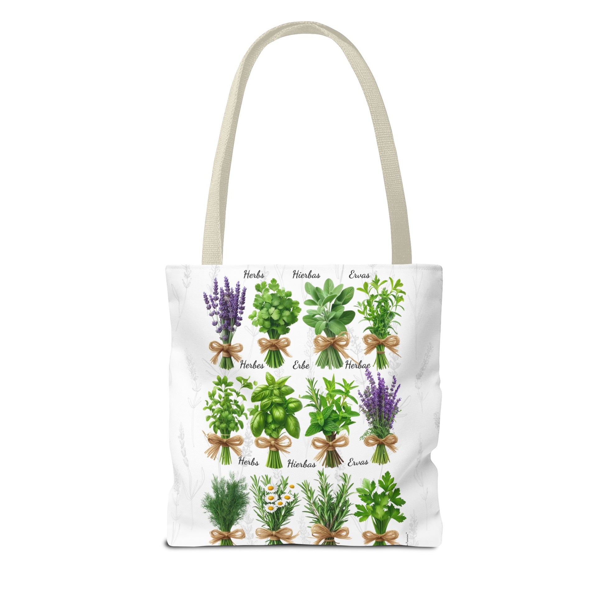 6 Language Herbal Garden Tote Bag | Botanical Shopping Tote | Eco-Friendly Grocery Bag, Plant Lover Gift, Garden Decor, Mothers Day
