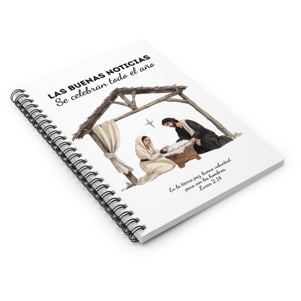 Nativity Set Journal Notebook - "Las Buenas Noticias se Celebran todo el Año"