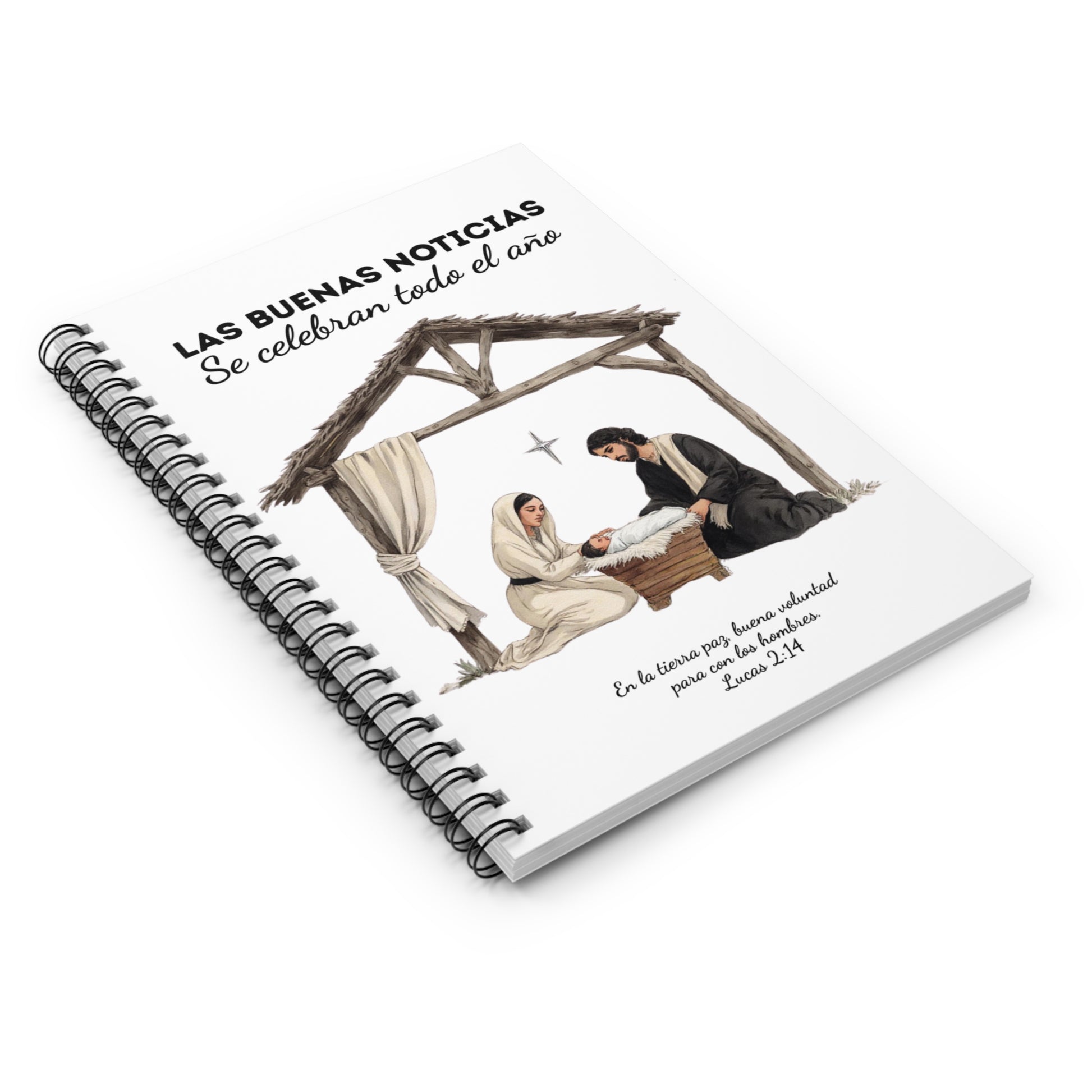 Nativity Set Journal Notebook - "Las Buenas Noticias se Celebran todo el Año"