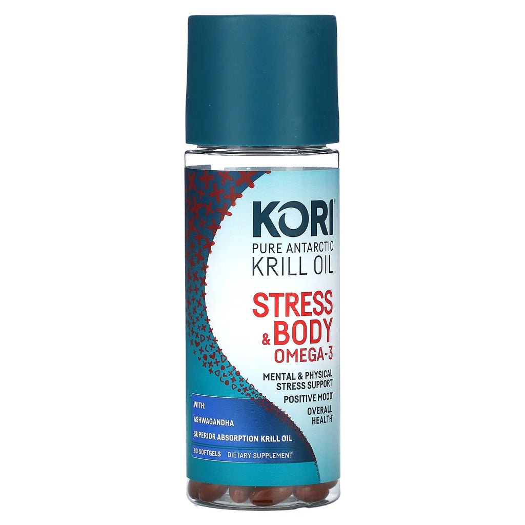 Pure Antarctic Krill Oil, Stress & Body Omega-3 with Ashwagandha, 80 Softgels