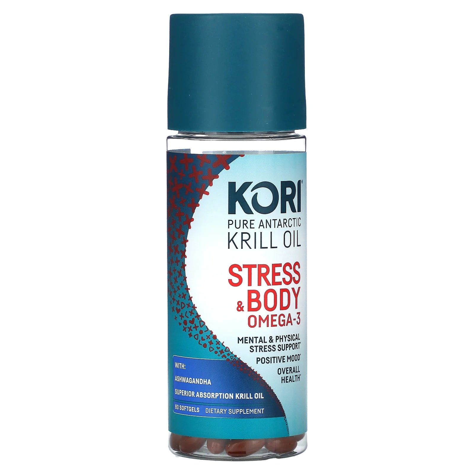 Pure Antarctic Krill Oil, Stress & Body Omega-3 with Ashwagandha, 80 Softgels