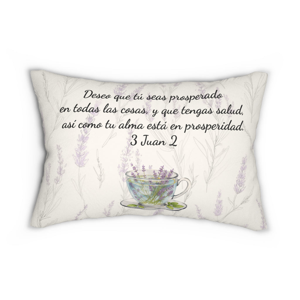“Slow-Living Corner” & Lavender "Rinconcito Calma" Lumbar Pillow — Spanish Cozy Prayer Blessing (Beige)