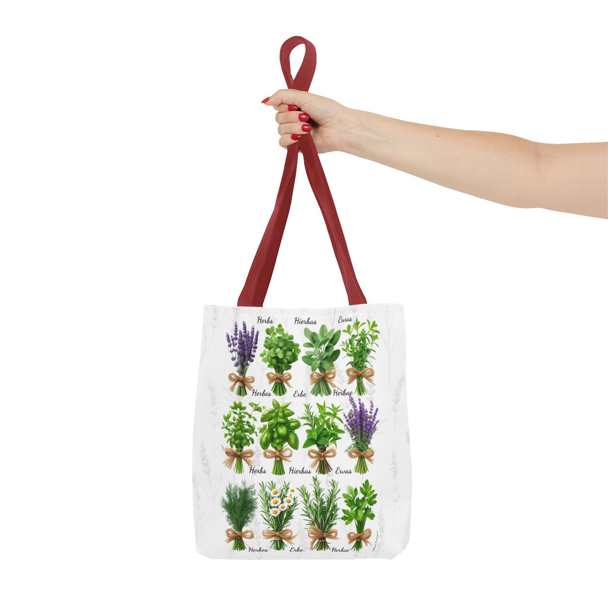 6 Language Herbal Garden Tote Bag | Botanical Shopping Tote | Eco-Friendly Grocery Bag, Plant Lover Gift, Garden Decor, Mothers Day
