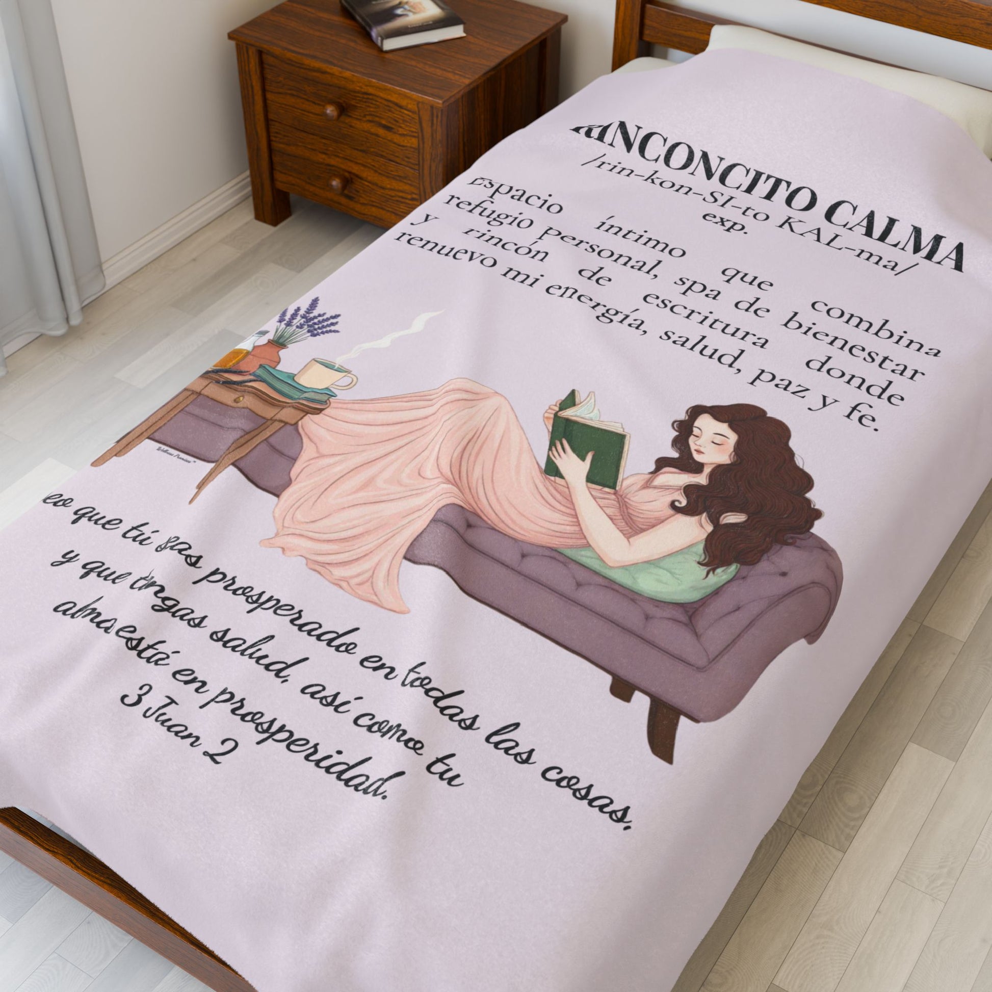 Velveteen Plush Blanket — "Rinconcito Calma" Spanish Bible Cozy Reading Throw